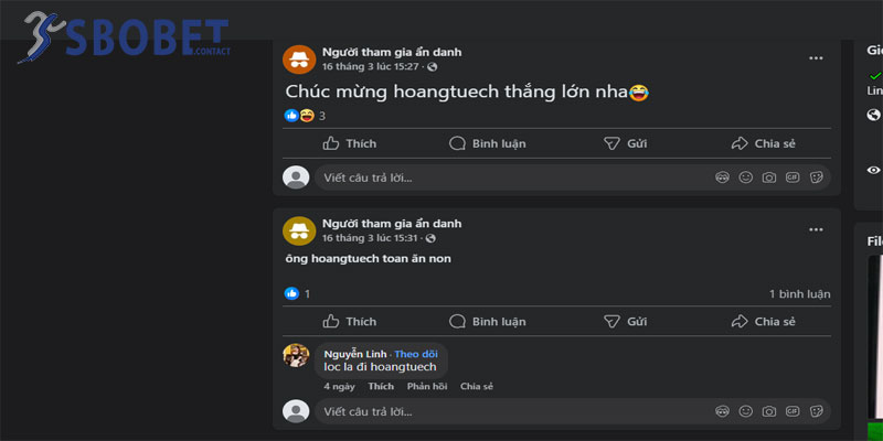 Hoangtuech - Tôi dừng chơi khi thu được hơn 50 triệu 2 Nhiều anh em chúc mừng tài khoản Hoangtuech của mình